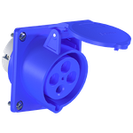 Tomada Industrial de Painel, 3P+T, 16A, 9h, 200/250Vca, 50/60Hz, Azul, IP44 (E4049)