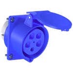 Tomada Industrial de Painel, 3P+N+T, 16A, 9h, 200/250Vca, 50/60Hz, Azul, IP44 (E5049)