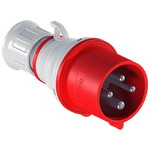 Plugue Industrial, 3P+T, 32A, 6h, 380/440Vca, 50/60Hz, Vermelho, IP44 (E4276)