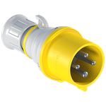 Plugue Industrial, 3P+T, 32A, 4h, 100/130Vca, 50/60Hz, Amarela, IP44 (E4274)