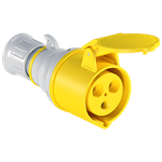Tomada Industrial de Acoplamento, 2P+T, 16A, 4h, 100/130Vca, 50/60Hz, Amarela, IP44 (E3054)