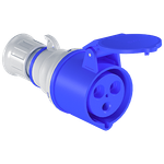 Tomada Industrial de Acoplamento, 2P+T, 16A, 6h, 200/250Vca, 50/60Hz, Azul, IP44 (E3056)