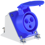 Tomada Industrial de Sobrepor, 2P+T, 16A, 6h, 200/250Vca, 50/60Hz, Azul, IP44 (E3006)
