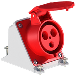 Tomada Industrial de Sobrepor, 2P+T, 32A, 9h, 380/440Vca, 50/60Hz, Vermelha, IP44 (E3209)