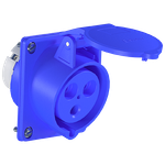 Tomada Industrial de Painel, 2P+T, 32A, 6h, 200/250Vca, 50/60Hz, Azul, IP44 (E3246)