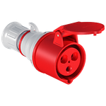 Tomada Industrial 3 pinos (2P+T) Acoplamento, 32A, 9h, 380/440Vca, 50/60Hz, Vermelho, IP44 (E3259)