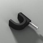Fixador para Cabo Coaxial 10mm Preto com Prego de Aço Maletinha 20 Peças (93021)