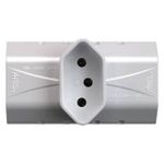 Plugue com 3 Saídas 2P+T 10A/250Vca Branco (39612)