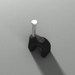 Fixador para Cabo Coaxial 6mm Preto com Prego de Aço Maletinha 20 Peças (93009)