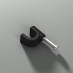 Fixador para Cabo Coaxial 6mm Preto com Prego de Aço Maletinha 20 Peças (93009)