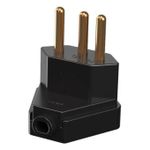 Plugue Triangular 90º 2P+T 10A/250Vca Preto (39051)