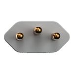Plugue Retangular 180º 2P+T 10A/250Vca Cinza (39005)