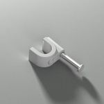Fixador para Cabo Coaxial 6mm Branco com Prego de Aço Saquinho 100 Peças (93008)