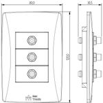 3 Módulos com Conector Coaxial A+V com placa 4X2 Petra (81050)