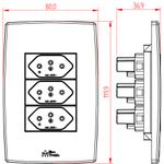 3 Tomadas 2P+T 10A/250Vca Engate Convencional com placa Mec-Plus (39766)