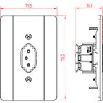 Tomada 2P+T Vertical 10A/250Vca Engate Convencional com placa Milleniun (39025)