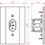 Tomada 2P+T Vermelho 20A/250Vca Engate Convencional com placa Vertical Milleniun (39263)