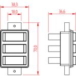 3 Interruptores Paralelos 10A/250Vca sem placa Sobrepor Milleniun (60009)
