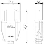 Plugue Retangular 180º 2P 10A/250Vca Preto (39052)