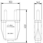 Plugue Retangular 180º 2P 20A, 250Vca Branco (39185)