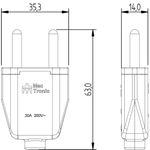 Plugue Retangular 180º 2P 20A, 250Vca Cinza (39006)
