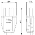 Plugue Retangular 180º 2P+T 10A/250Vca Cinza (39005)