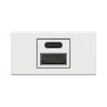 Módulo de Tomada USB A+C 3A Entrada 110Vca/240Vca 0,5A e Saída 5Vca Branco Brilho (40017)