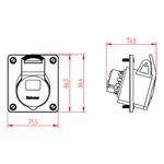 Tomada Industrial de Painel, 2P+T, 16A, 4h, 100/130Vca, 50/60Hz, Amarela, IP44 (E3044)