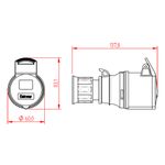 Tomada Industrial de Acoplamento, 2P+T, 16A, 4h, 100/130Vca, 50/60Hz, Amarela, IP44 (E3054)