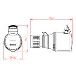 Tomada Industrial 3 pinos (2P+T) Acoplamento, 32A, 9h, 380/440Vca, 50/60Hz, Vermelho, IP44 (E3259)