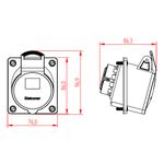Tomada Industrial de Painel, 3P+T, 32A, 4h, 100/130Vca, 50/60Hz, Amarela, IP44 (E4244)