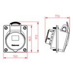 Tomada Industrial de Painel, 3P+N+T, 16A, 9h, 200/250Vca, 50/60Hz, Azul, IP44 (E5049)