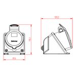 Tomada Industrial de Sobrepor, 3P+N+T, 32A, 4h, 100/130Vca, 50/60Hz, Amarela, IP44 (E5204)