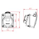 Tomada Industrial de Painel, 3P+N+T, 32A, 9h, 200/250Vca, 50/60Hz, Azul, IP44 (E5249)