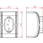 Tomada Externa 2P+T 10A/ 250Vca Cinza (39095)
