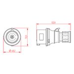 Plugue Industrial, 3P+N+T, 16A, 6h, 380/440Vca, 50/60Hz, Vermelho, IP44 (E5076)