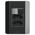 1 Interruptor Paralelo + 2 Tomadas 2P+T 10A/250Vca Engate Convencional com placa Rapid Preta (39911)
