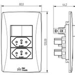 1 Interruptor Simples + 2 Tomadas 2P+T 10A/250Vca Engate Convencional com placa Petra (39902)
