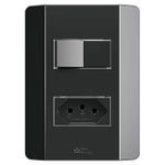 1 Interruptor Paralelo Soft + 1 Tomada 2P+T 10A/250Vca Engate Convencional com placa Rapid Preta (39808)