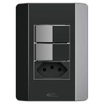 2 Interruptores Paralelos  Soft + 1 Tomada 2P+T 10A/250Vca Engate Convencional com placa Rapid Preta (39813)
