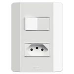 1 Interruptor Simples + 1 Tomada 2P+T 10A/250Vca Engate Soft com placa Rapid Branca (39797)