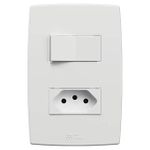1 Interruptor Simples Soft + 1 Tomadas 2P+T 10A/250Vca Engate Convencional com placa Mec-Plus (39827)
