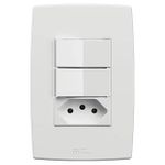 2 Interruptor Simples Soft + 1 Tomadas 2P+T 10A/250Vca Engate Convencional com placa Mec-Plus (39831)