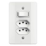 Tomada Dupla Conjugada 2P+T 10A/250Vca + 1 Interruptor Simples Engate Soft com placa Milleniun (39852)