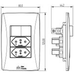 1 Interruptor Simples Soft + 2 Tomadas 2P+T 10A/250Vca Engate Convencional com placa Petra (39922)