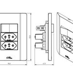 1 Interruptor Simples Soft + 2 Tomada 2P+T 20A/250Vca Engate Rápido com placa Rapid Preta (39932)