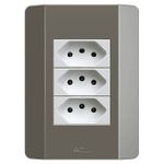 Tomada Tripla Conjugada 2P+T 10A/250Vca Engate Rápido com placa Prisma (39899)