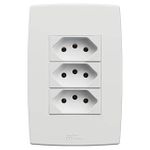 Tomada Tripla  Conjugada 2P+T 10A/250Vca Engate Convencional com placa Mec-Plus (39874)