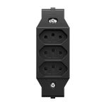 Módulo Tomada Tripla Conjugada 2P+T 10A/250Vca sem placa Preta (39868)