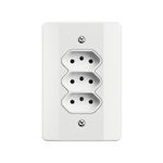 Conjunto Tomada Tripla Conjugada 2P+T 10A/250Vca com placa Milleniun (39891)